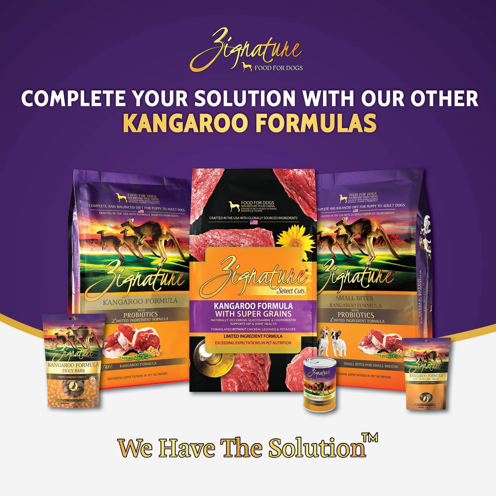 Zignature Select Cuts Kangaroo GI-friendly image, formulation designed for gentle digestion.