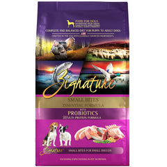 Zignature Small Bites kibble in a bowl, ideal for pint-sized dogs' meals.