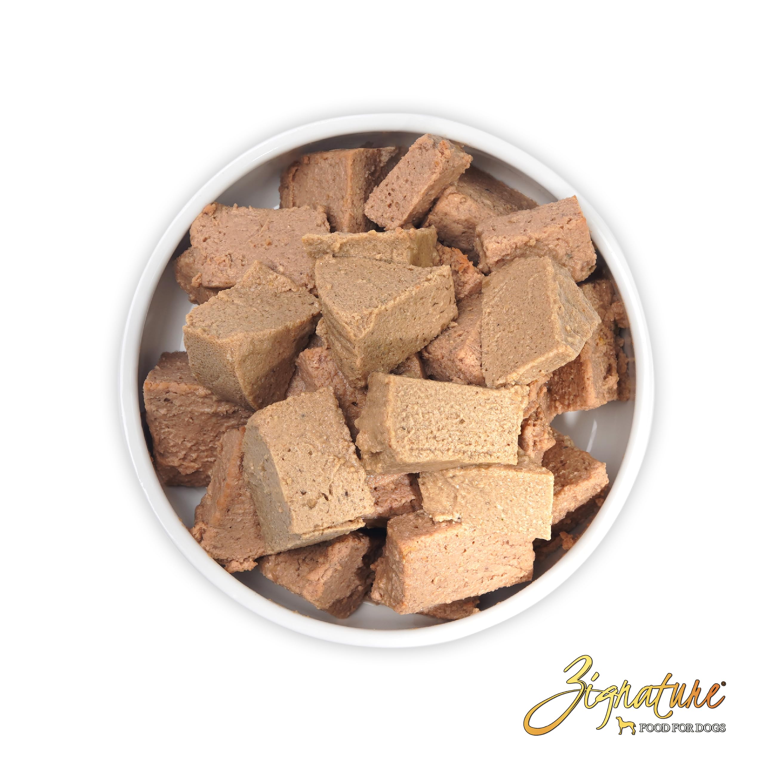 Close-up of Zignature Trout Salmon formula ingredients highlighting omega-3 and vitamins