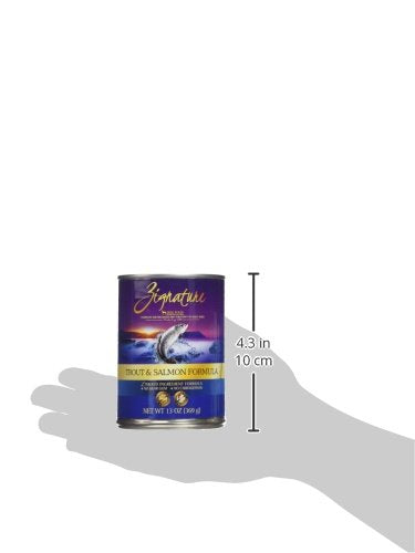 Serving bowl of Zignature Trout Salmon wet dog food for a flavorful meal