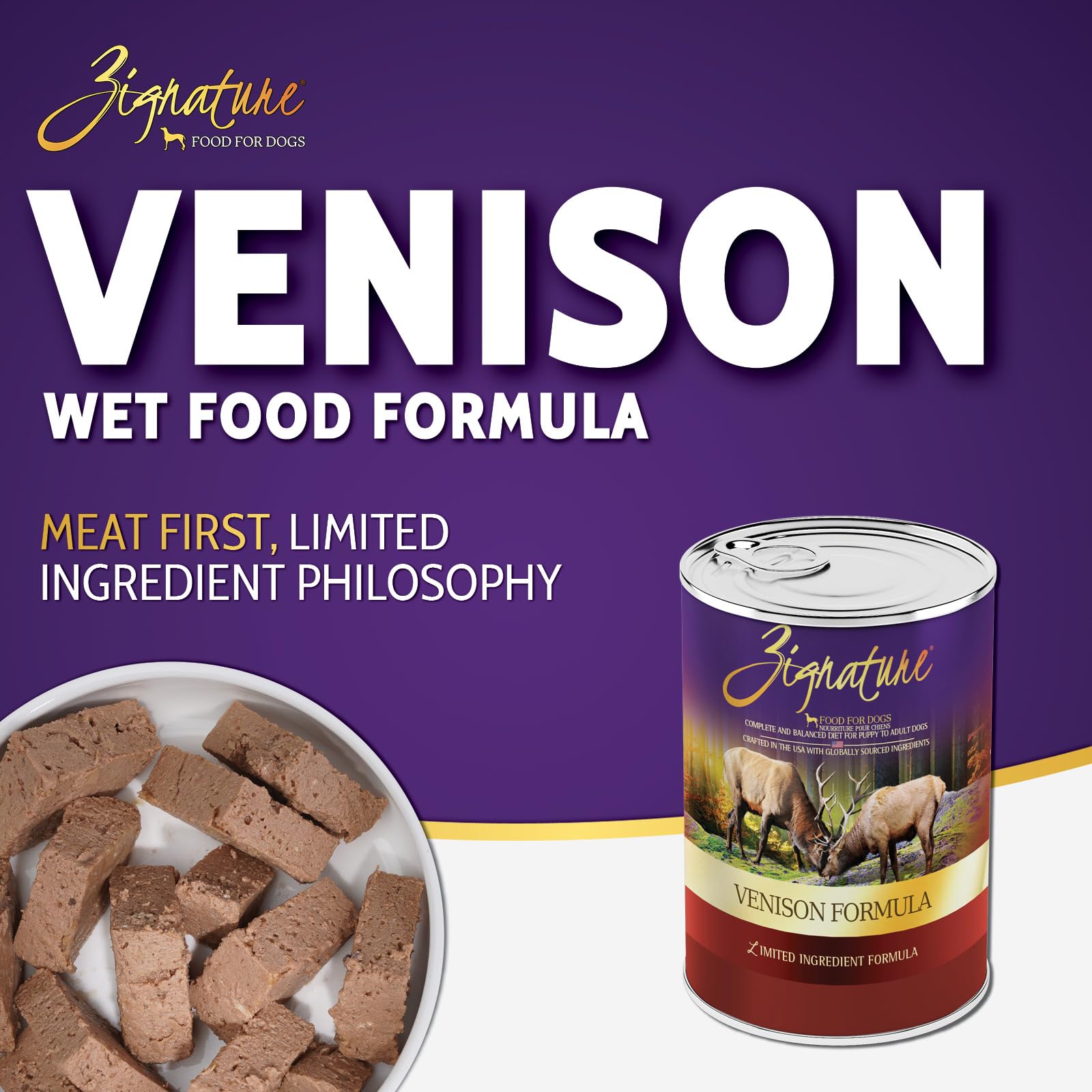 Zignature Venison case of 12 cans for rotation meals