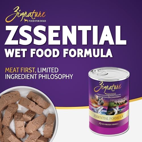 Zignature Zssentials wet dog food can interior with omega-3 ingredients for coat health
