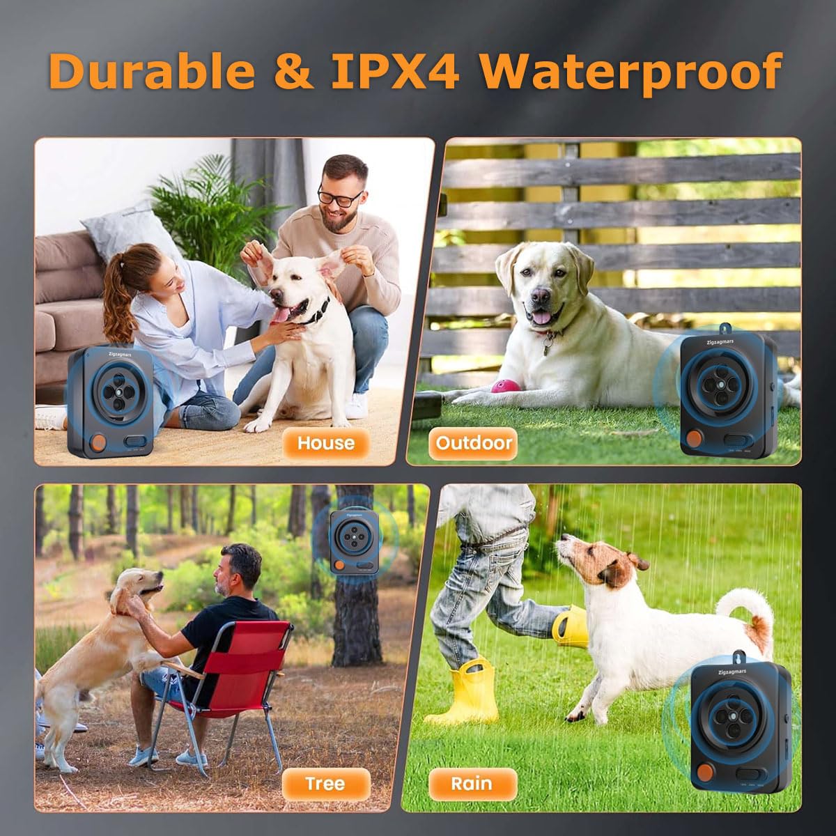 Zigzagmars IPX4 waterproof rating ready for all-weather use.