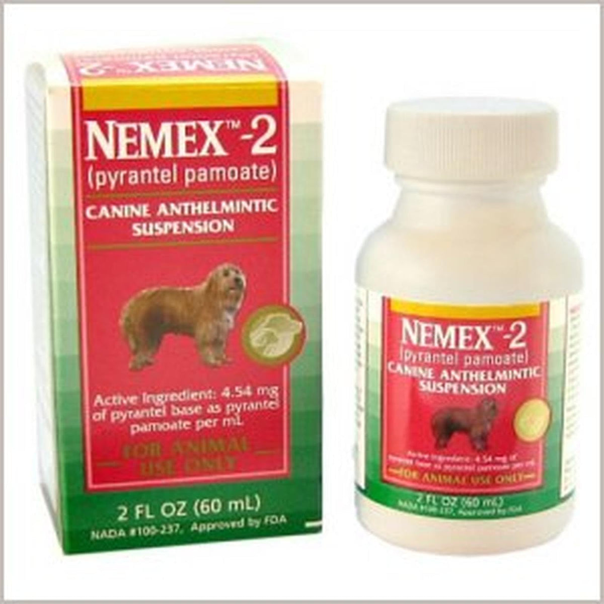 Zigzagmars Nemex 2 liquid wormer bottle for dogs, easy dosing targets roundworms and hookworms