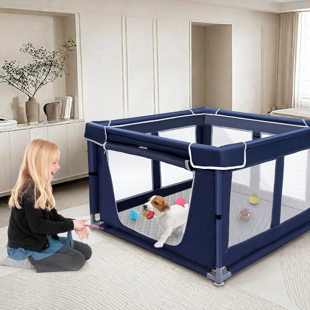 Zikopomi dog playpen provides 360-degree visibility for easy supervision