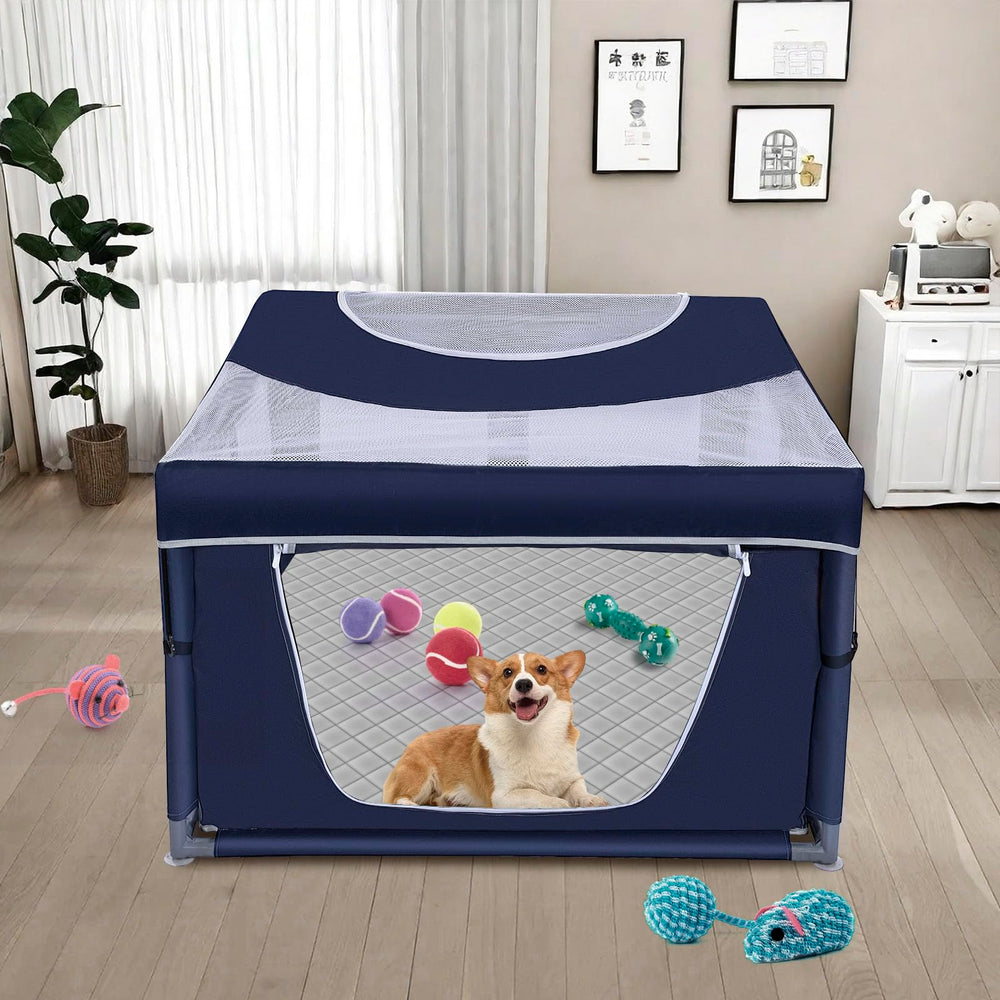 Zikopomi dog playpen external zipper door enables effortless in and out