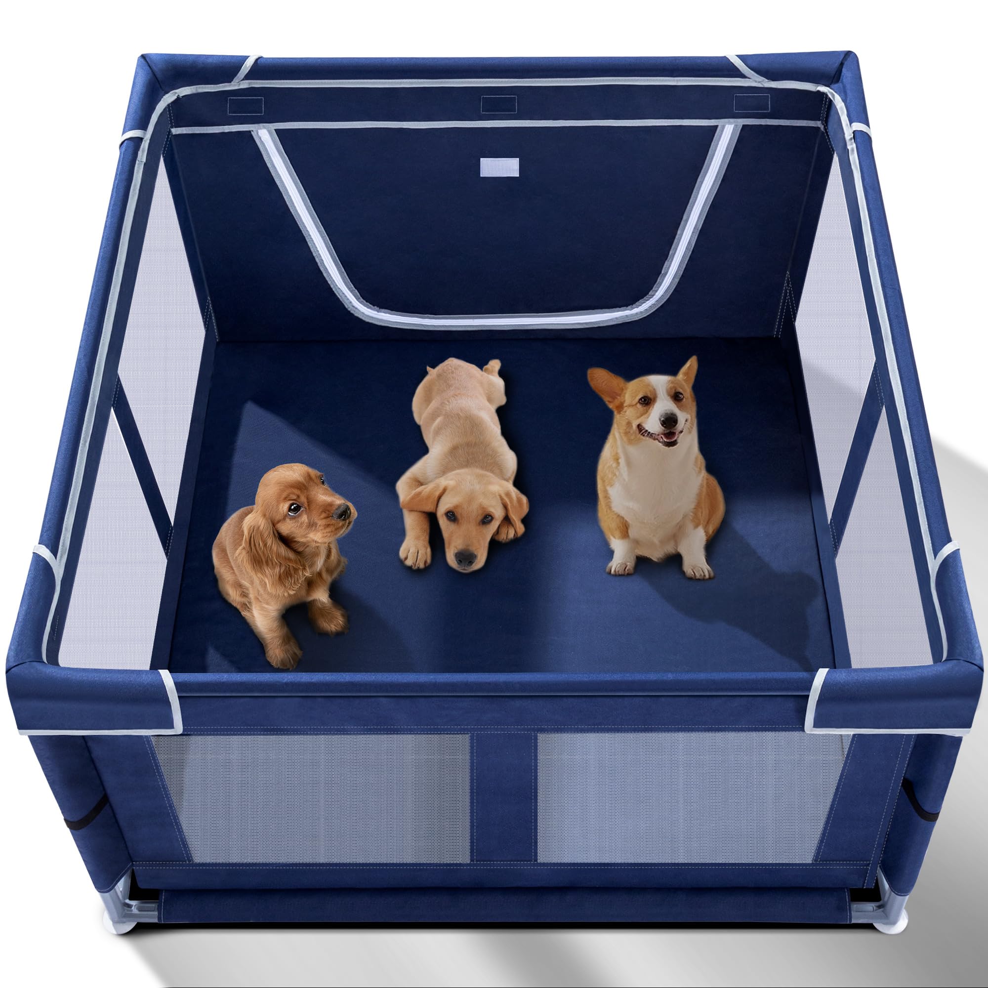 Zikopomi puppy playpen indoors 42x42x25 inches for safe containment.