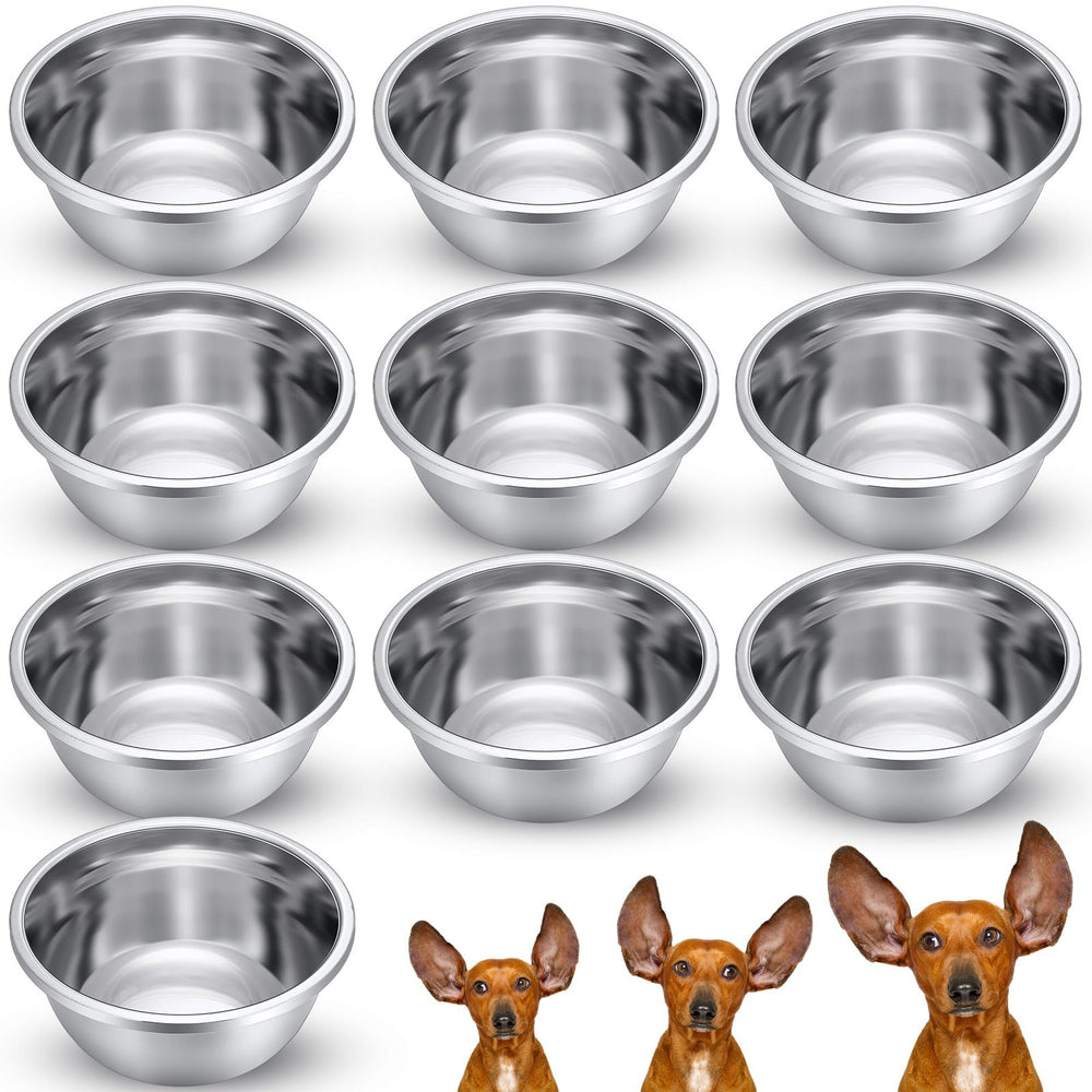 Ziliny 10-piece metal dog bowls set close-up shows durable rust-resistant design for long-lasting feeding.