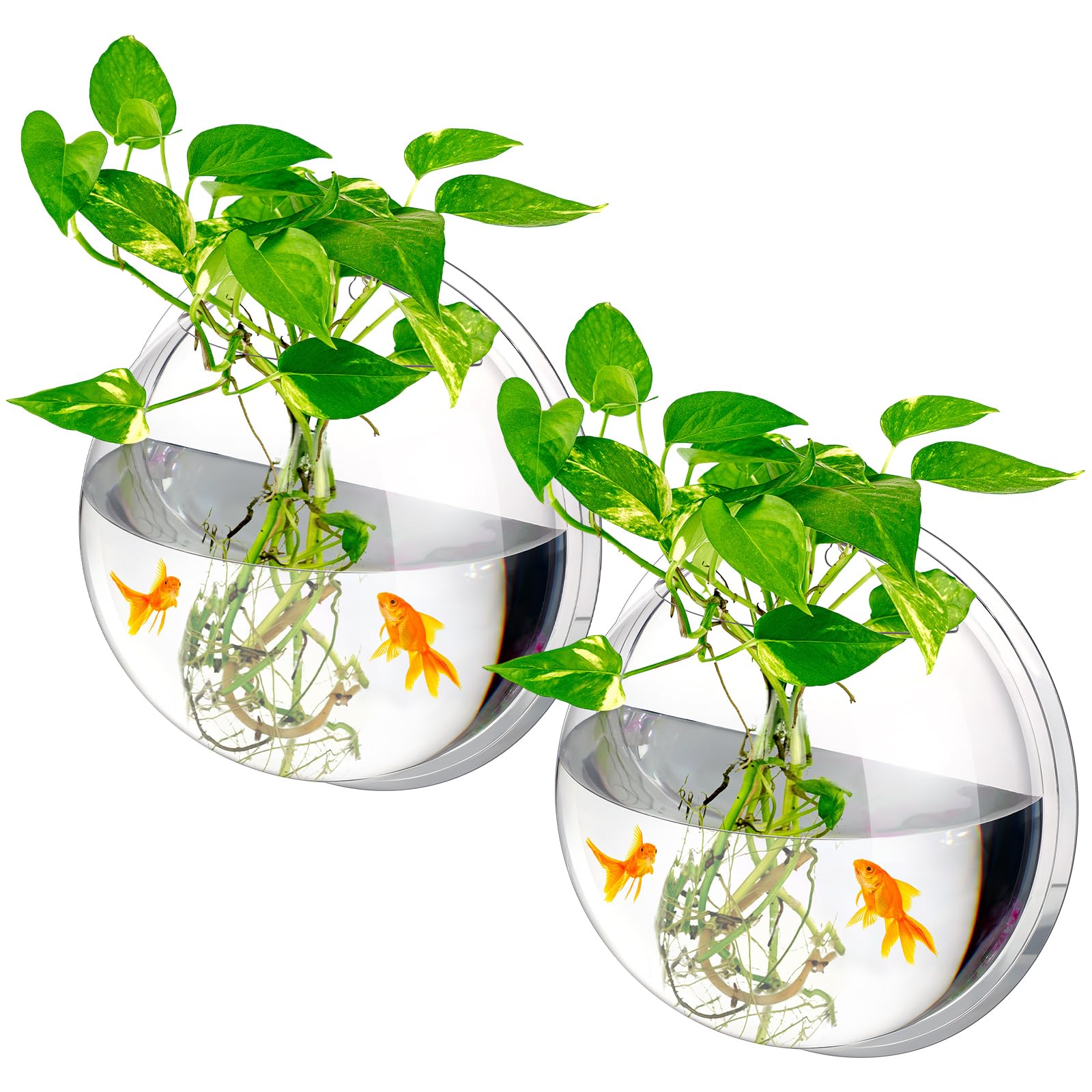Ziliny hanging wall fish bowls two-pack, easy to install for stylish room decor.