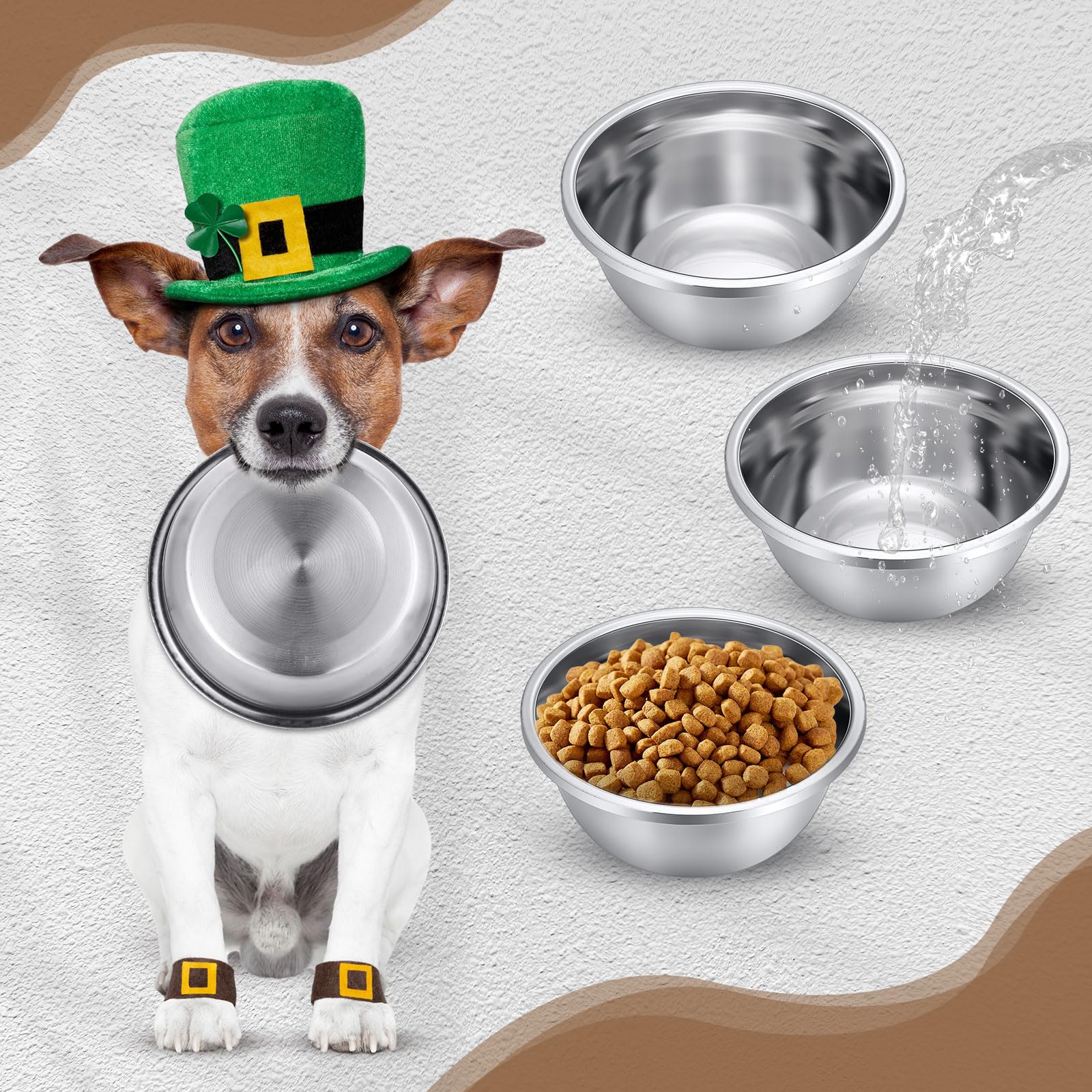 Ziliny sturdy rust-resistant bowls suit indoor or outdoor feeding in any climate.