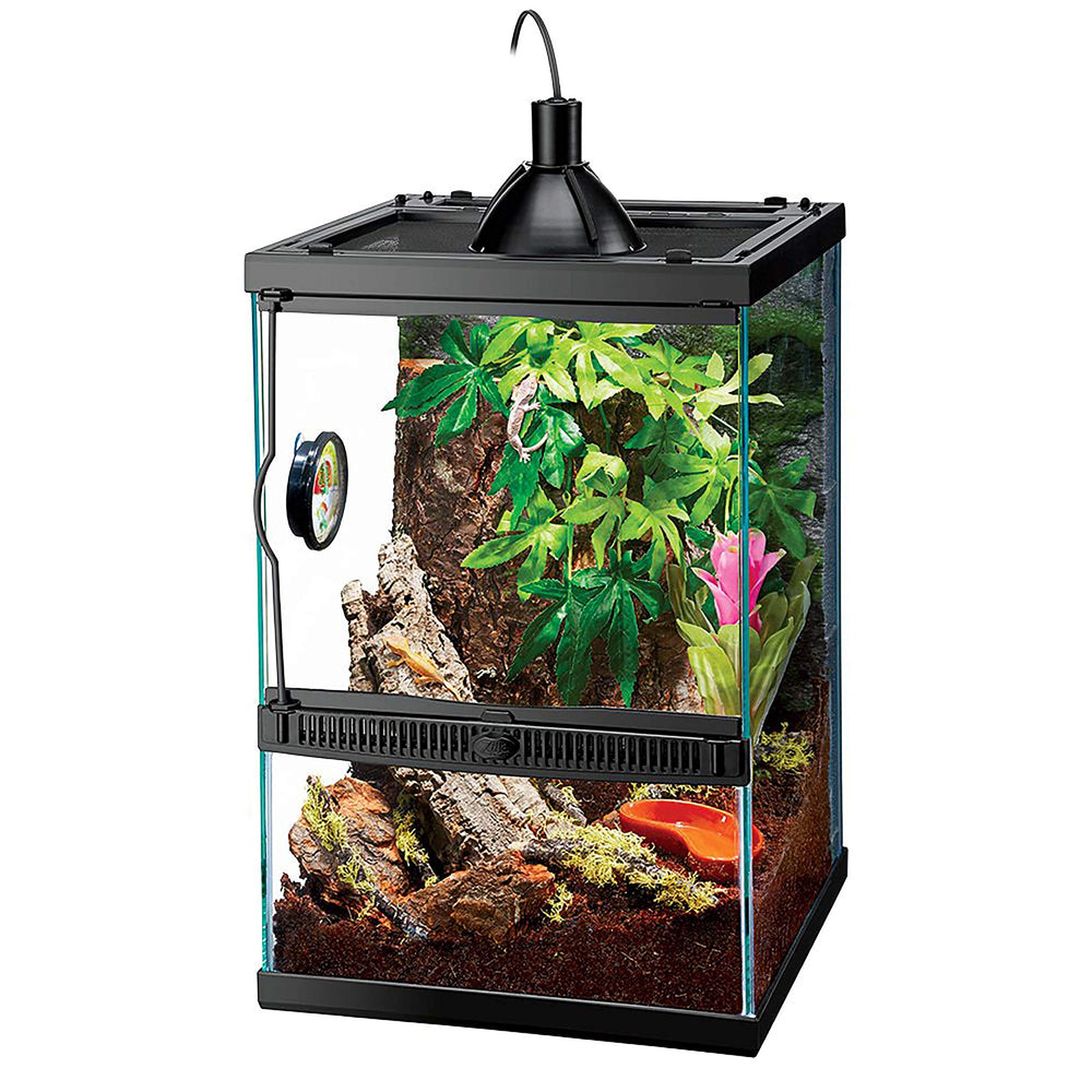 Zilla 11-gallon glass tropical vertical habitat front view for space-saving arboreal terrariums