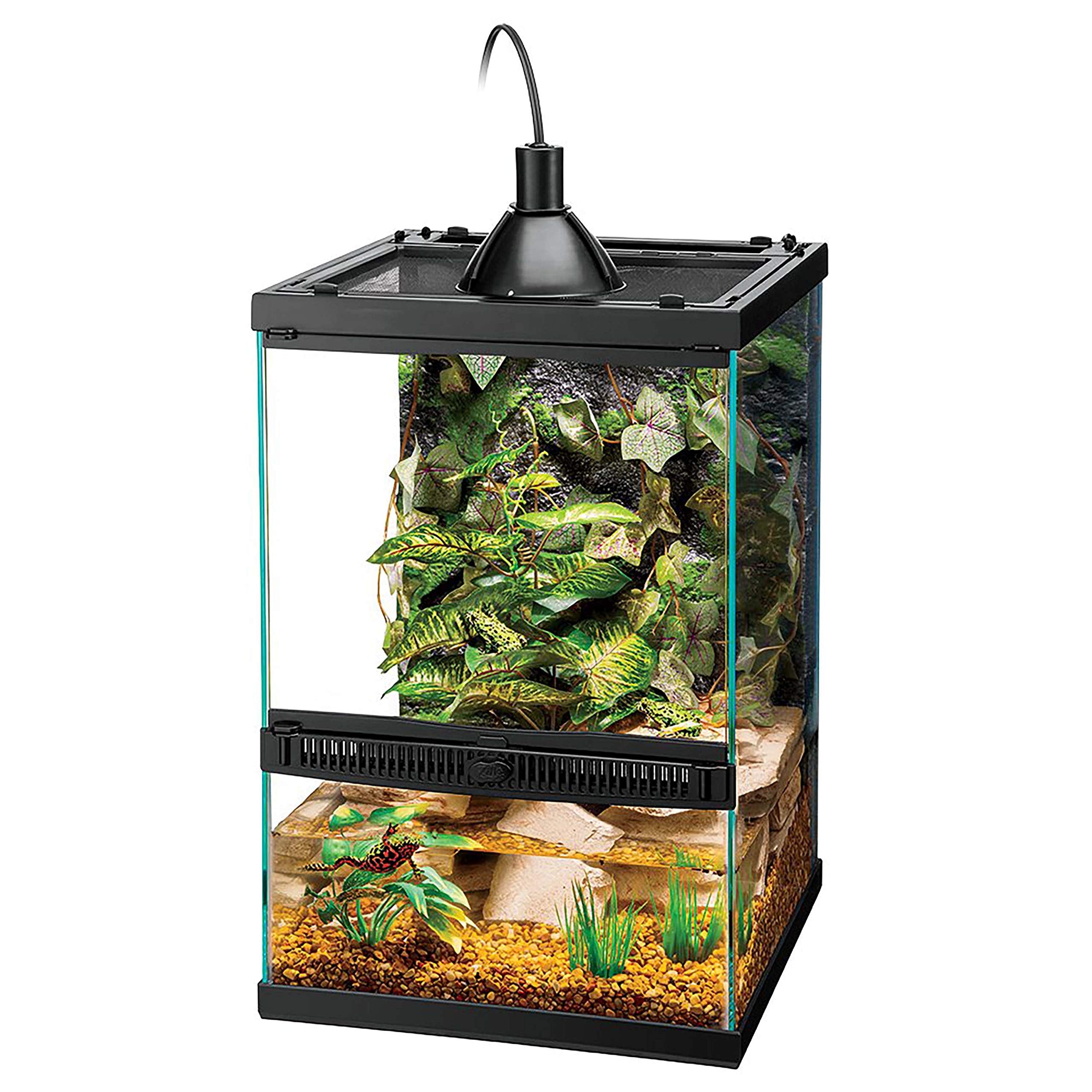 Zilla vertical habitat top view showing hinged lid for maintenance