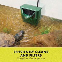 Zilla Aquatic Reptile Internal Filter shown in a 40-gallon tank demonstrates scalable filtration.