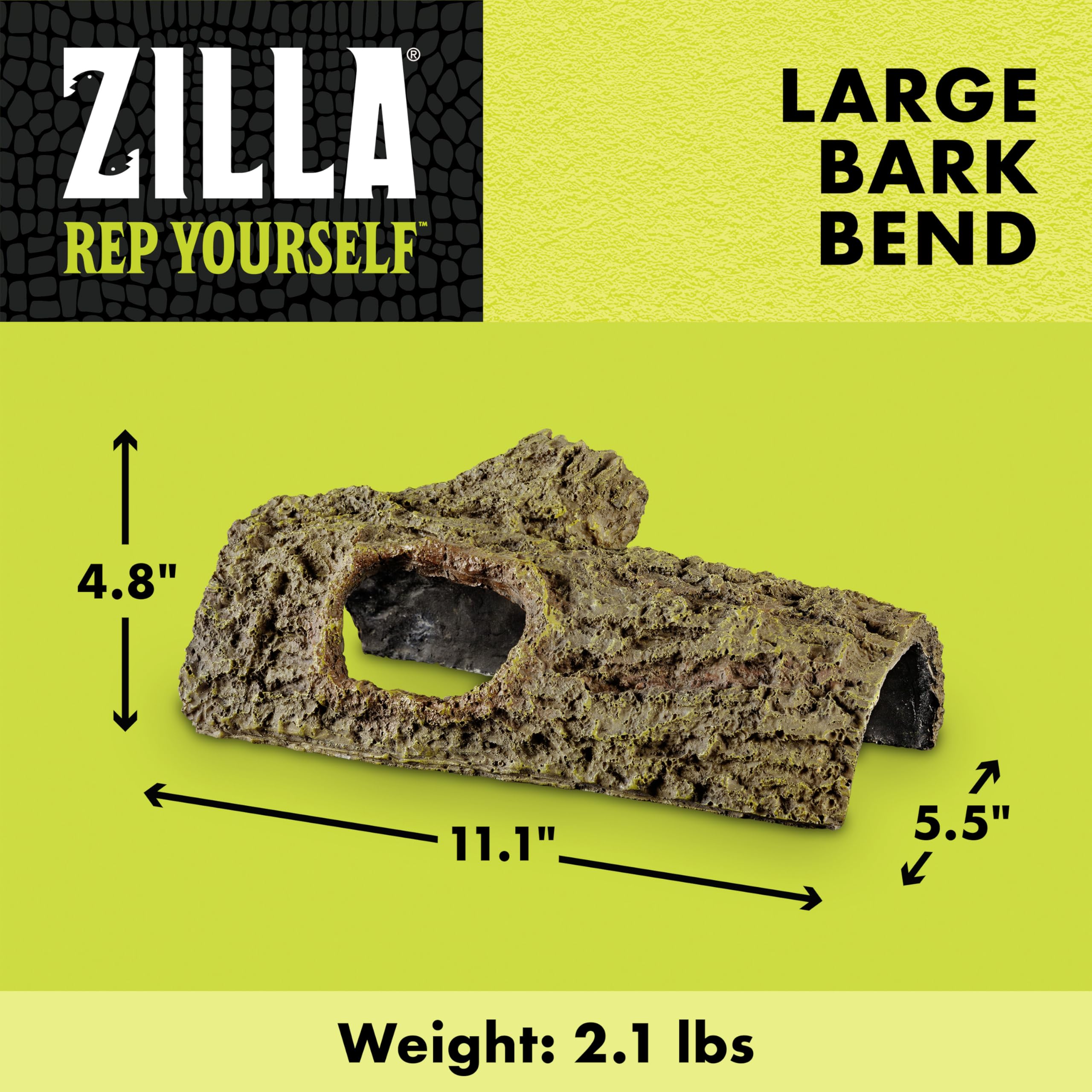 Zilla Bark Bends large privacy den offers a secluded retreat for reptile comfort