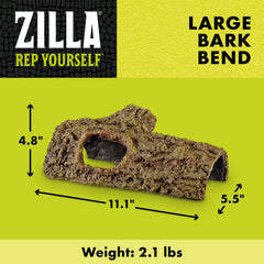 Zilla Bark Bends large privacy den offers a secluded retreat for reptile comfort