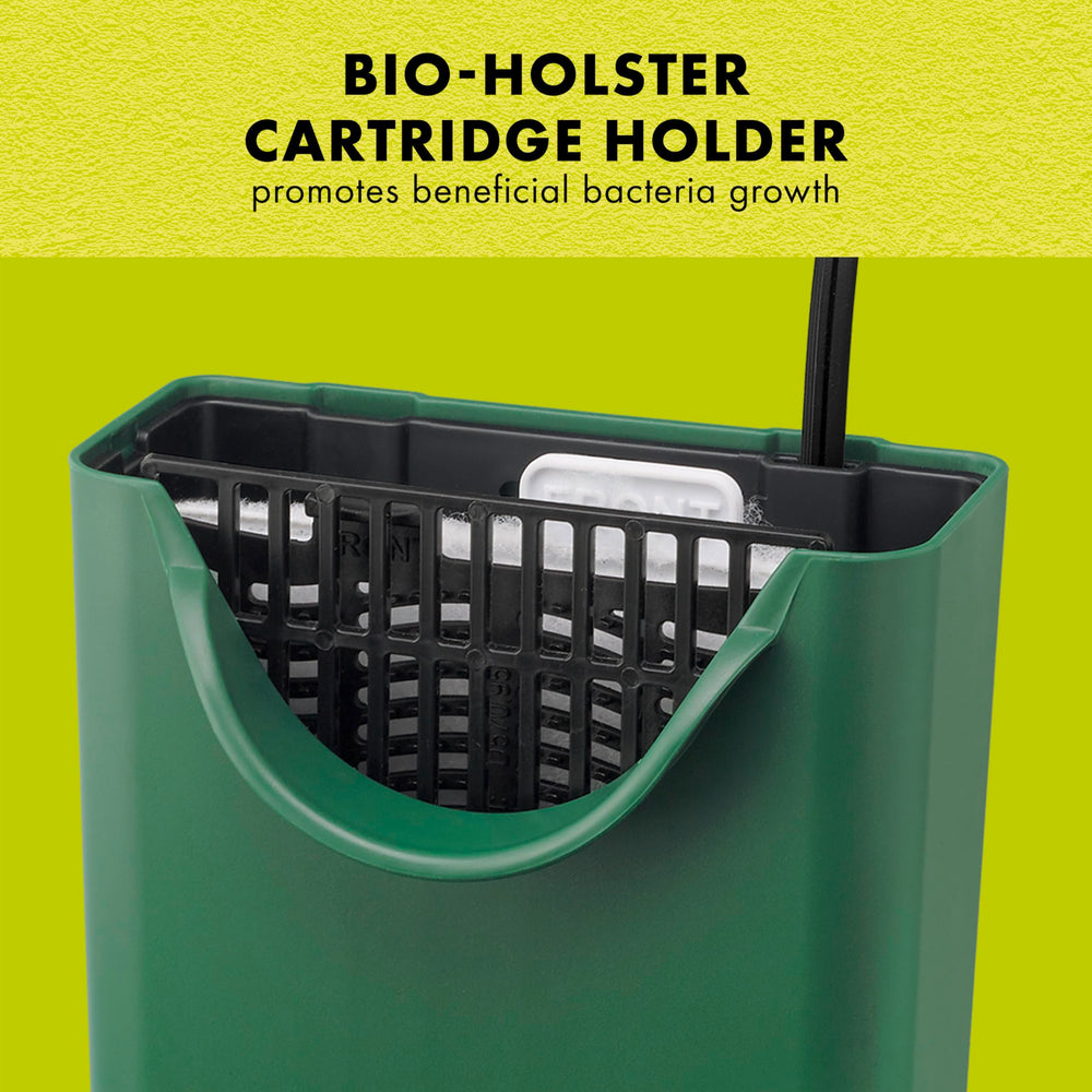Bio-Holster cartridge supports beneficial bacteria for stable biological filtration.