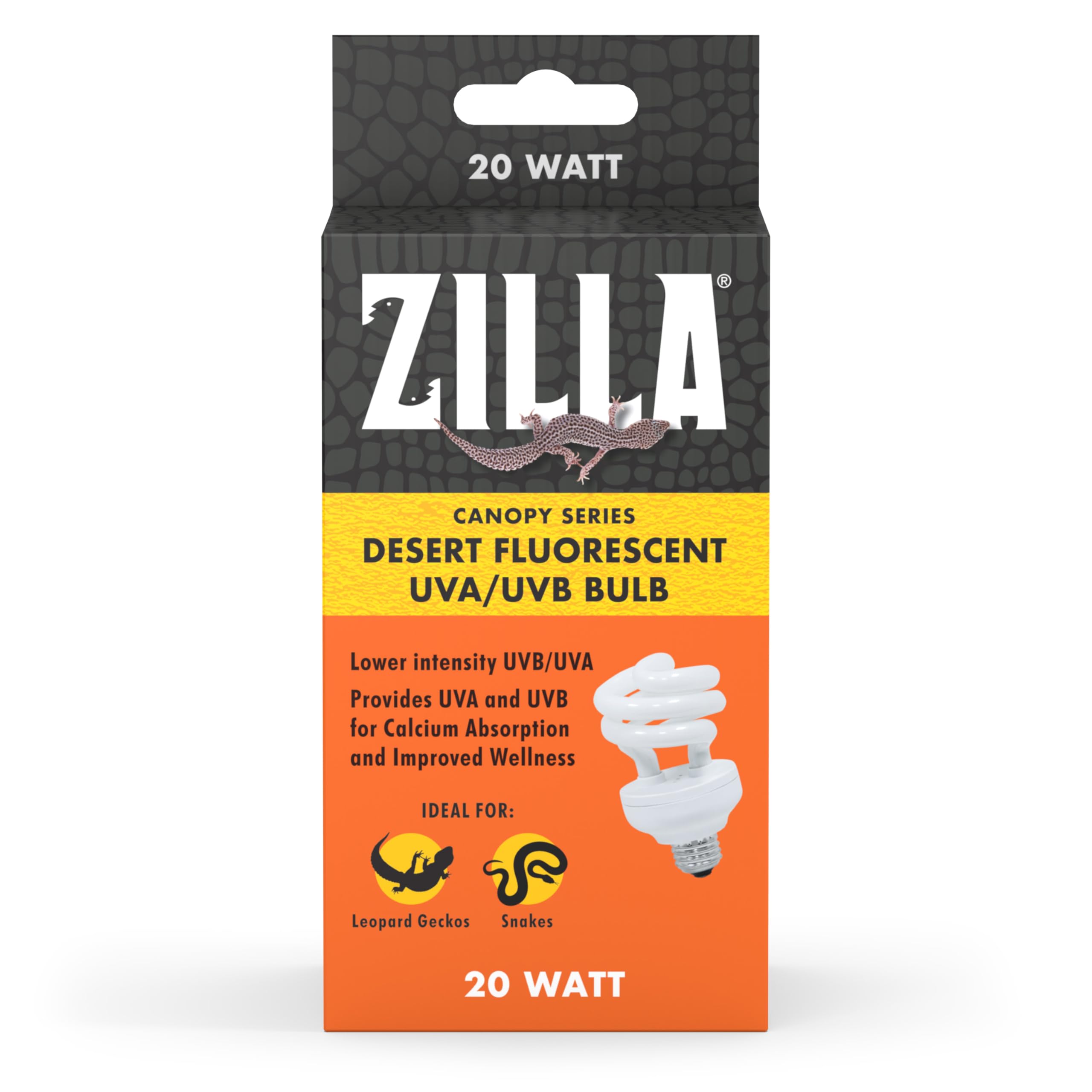 Zilla Canopy Desert UVB/UVA bulb 20W ideal for desert geckos.