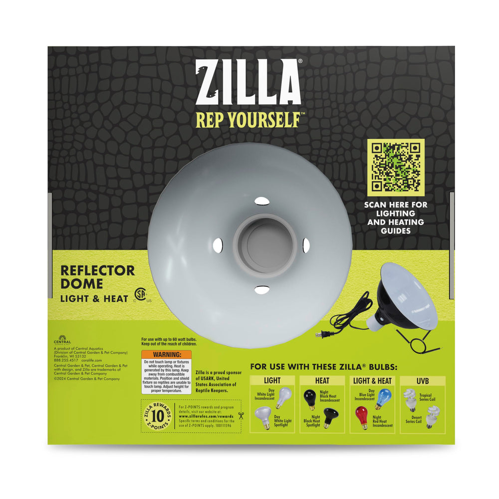 Zilla bulbs not included; compatible with your preferred reptile heating bulb