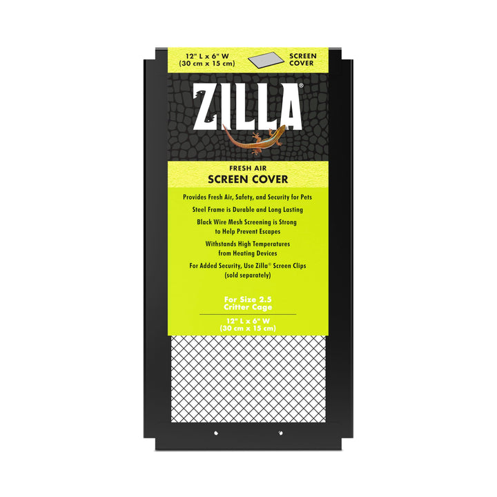 Zilla Fresh Air Screen Cover front view shows a sturdy 12x6 fit for terrariums