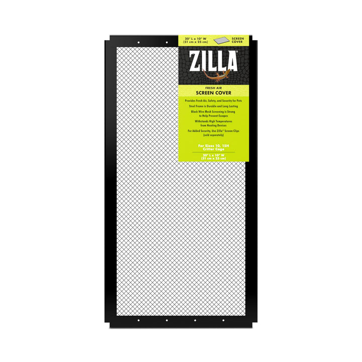 Zilla Fresh Air Screen Cover front view for 20x10 terrariums with secure airflow