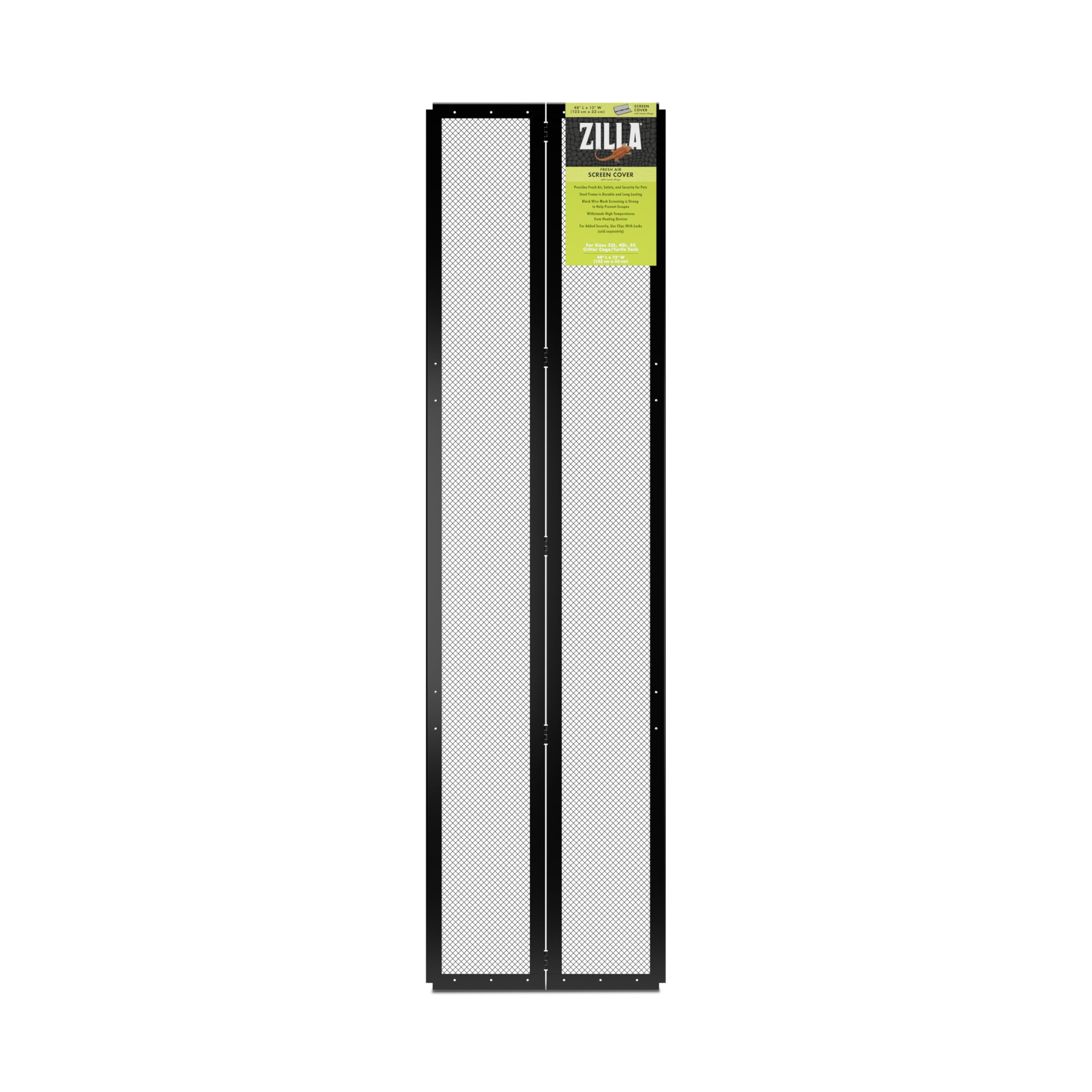 Zilla Fresh Air Screen Cover front view with center hinge for easy terrarium access.