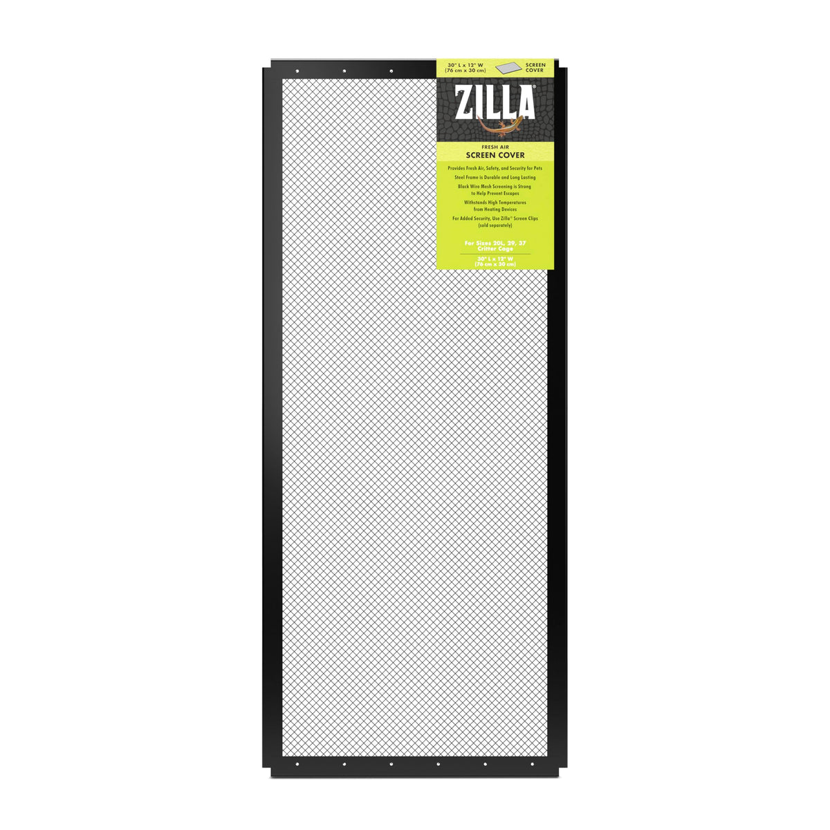 Zilla Fresh Air Screen Cover front view showing sturdy steel frame for durable terrarium protection.