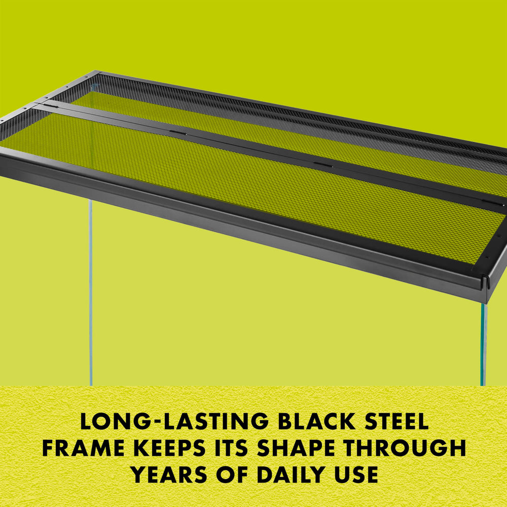 Zilla screen cover under heat-emitting bulbs showing heat resistance.
