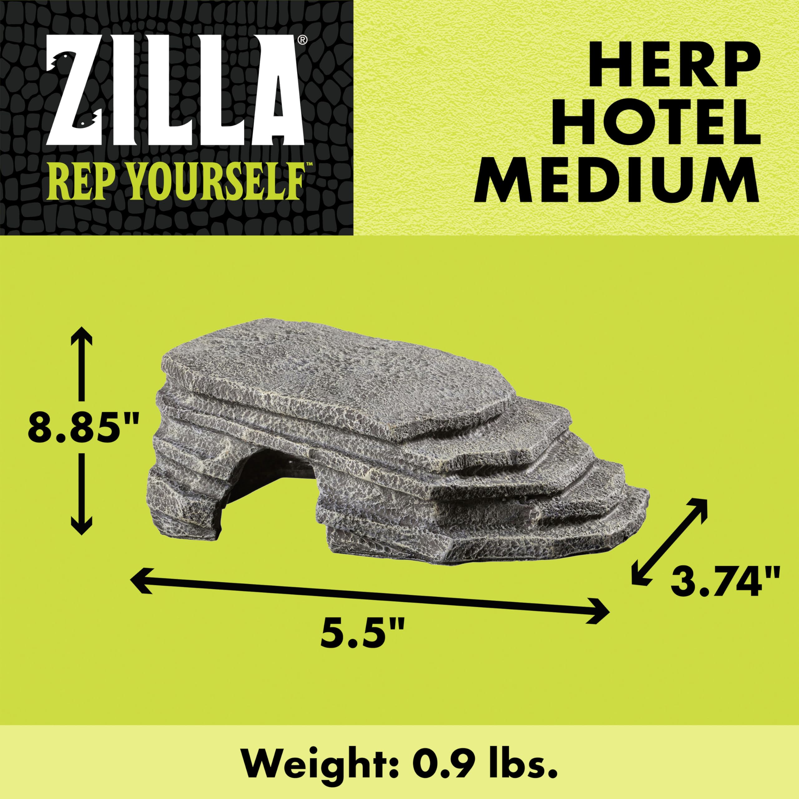 Zilla Herp Hotel naturalistic rock design blends with desert setups.