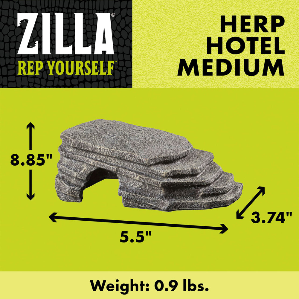 Zilla Herp Hotel naturalistic rock design blends with desert setups.