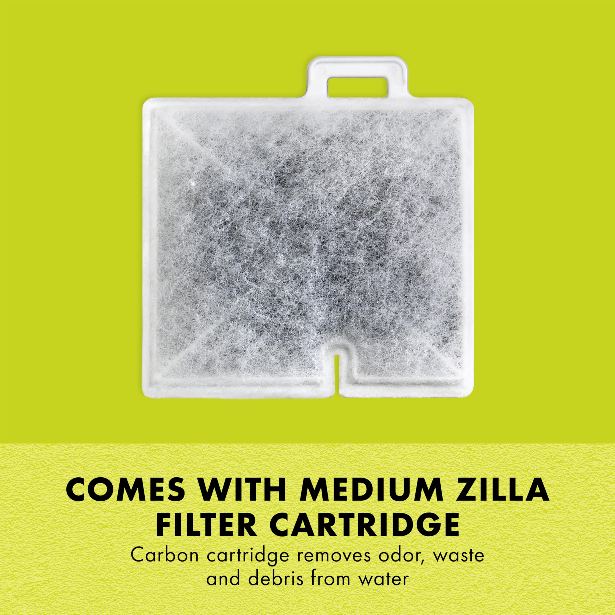 Protective grate on the Zilla filter prevents pets from entering while water flow remains clear.