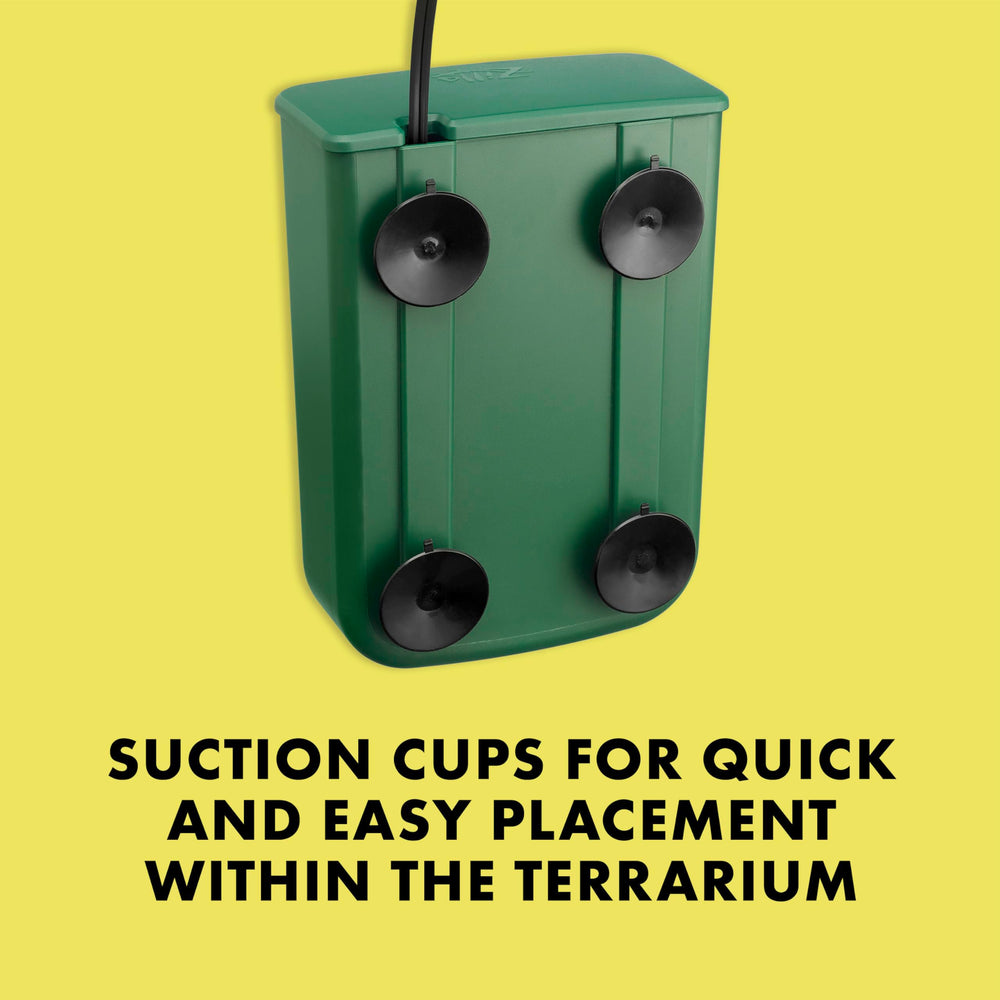 Suction cups enable quick, secure installation inside the habitat.