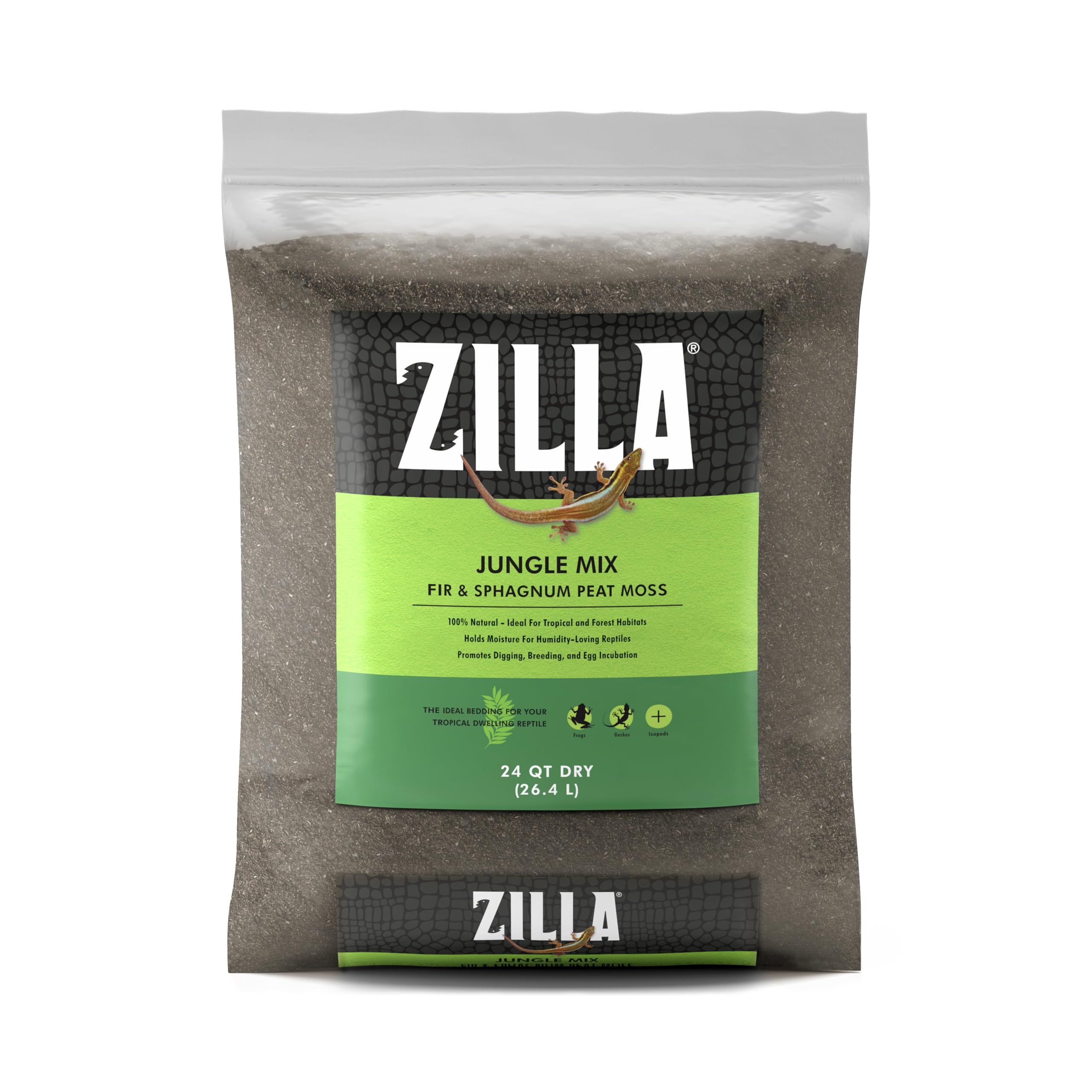 Zilla Jungle Mix substrate bedding shows natural texture ideal for burrowing and humidity control.