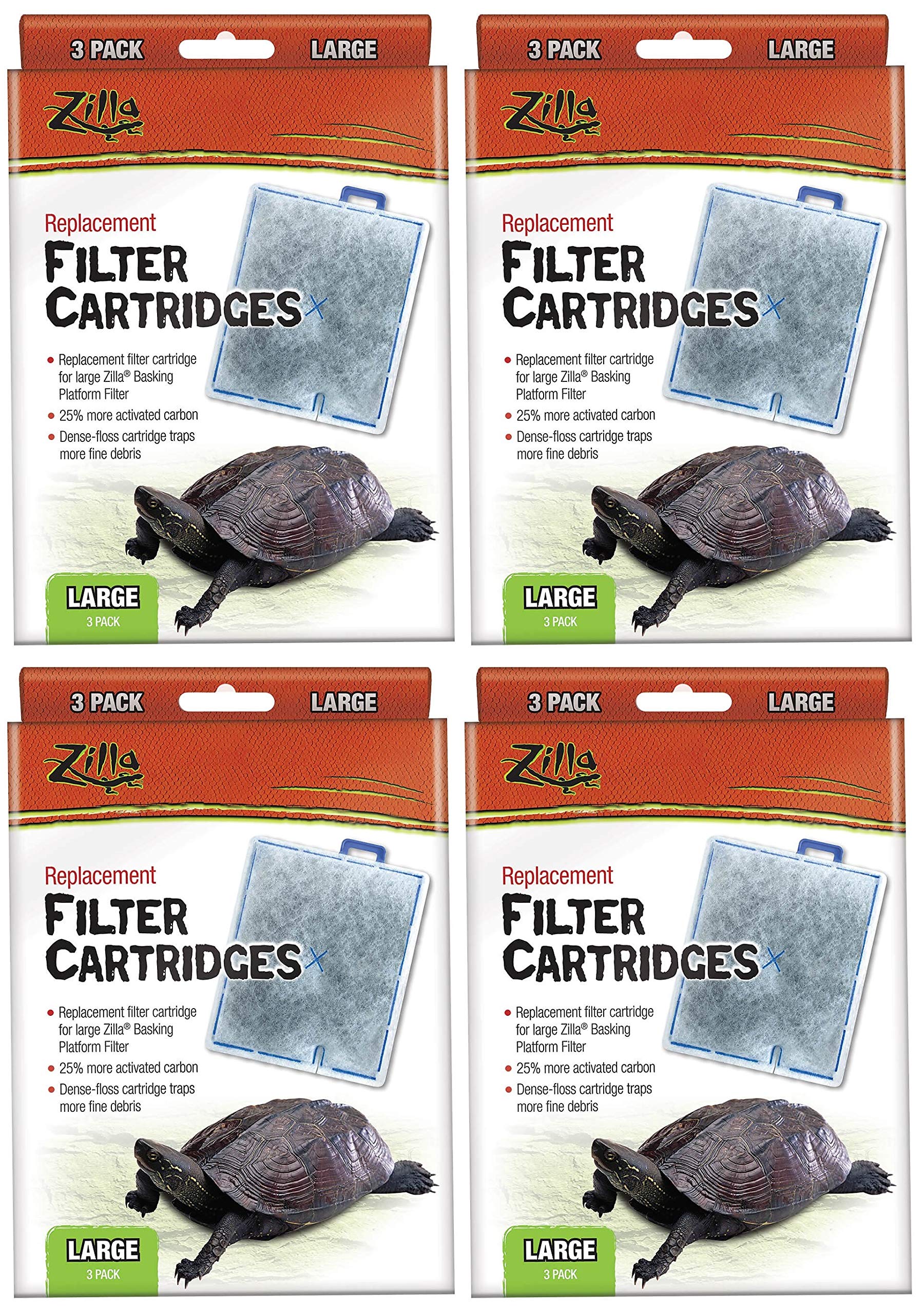 Zilla large replacement filter cartridges for deluxe turtle kit, aiding water clarity and odor control