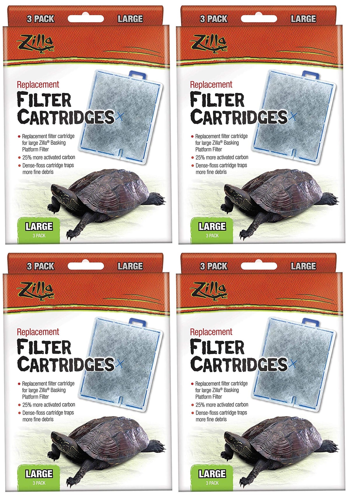 Zilla large replacement filter cartridges for deluxe turtle kit, aiding water clarity and odor control