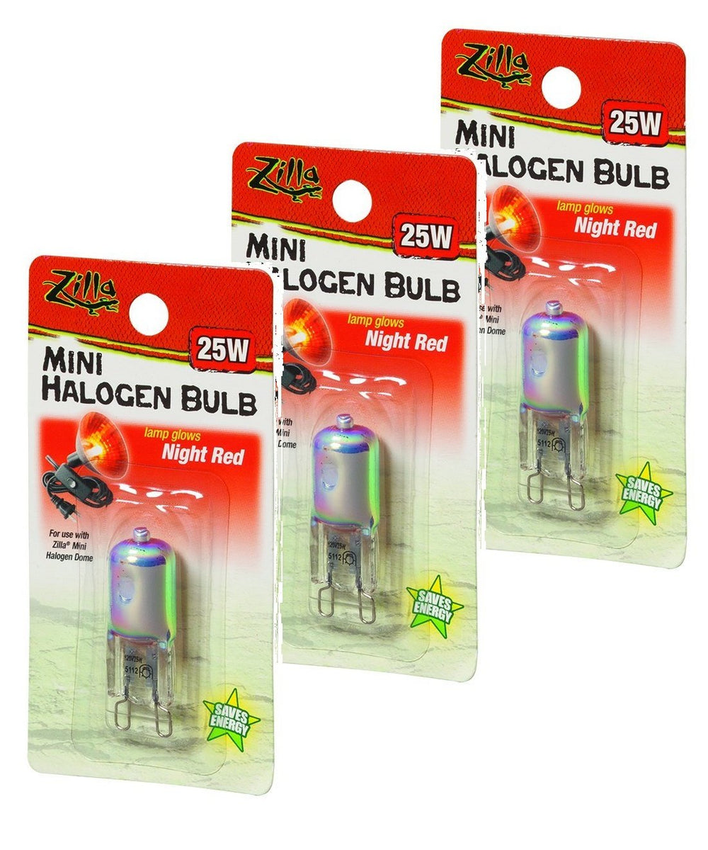 Zilla mini halogen reptile bulb night red provides nighttime warmth and visibility for reptiles