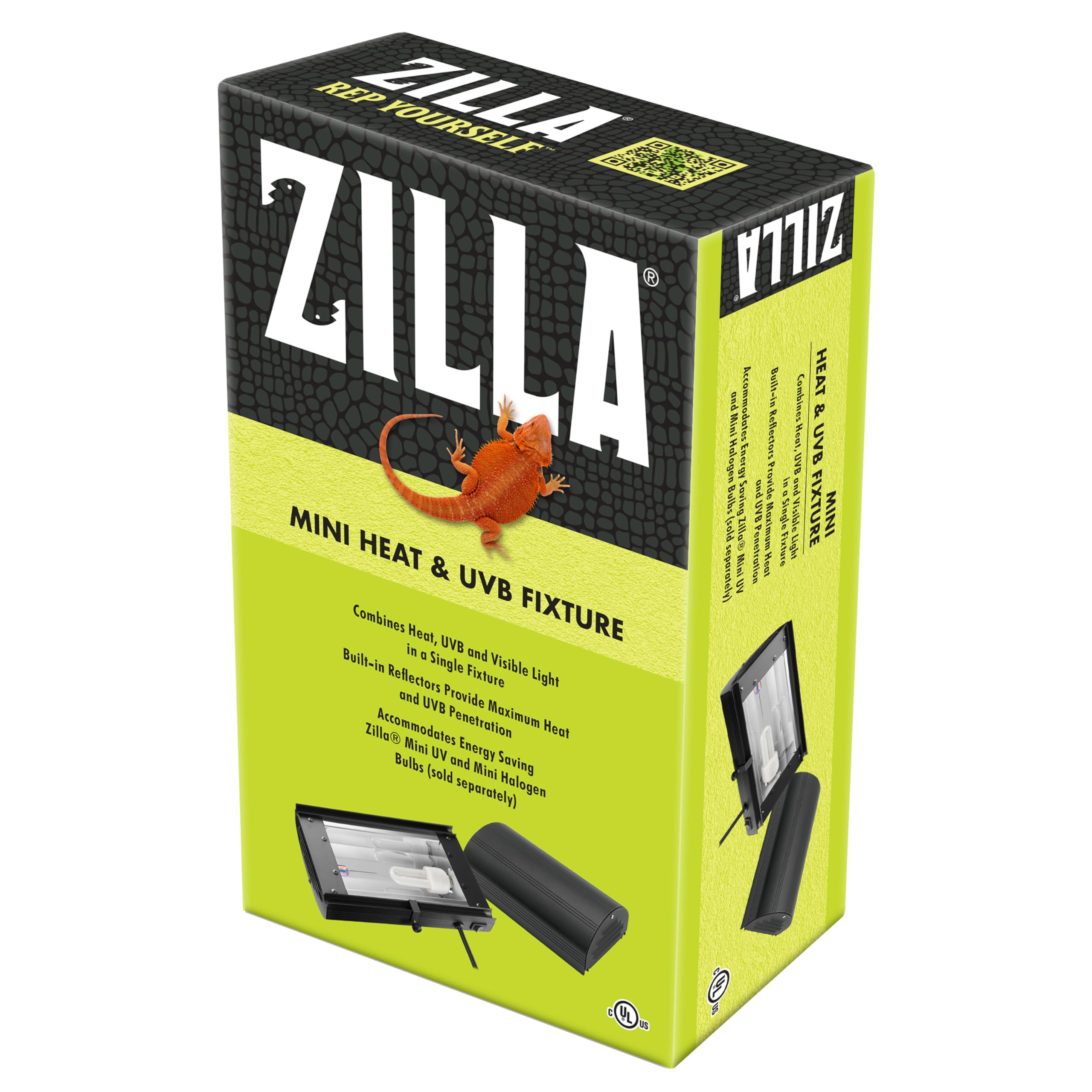Zilla Mini Heat & UVB Fixture on terrarium lid provides basking light