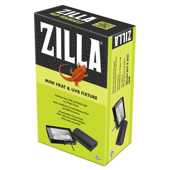 Zilla Mini Heat & UVB Fixture on terrarium lid provides basking light