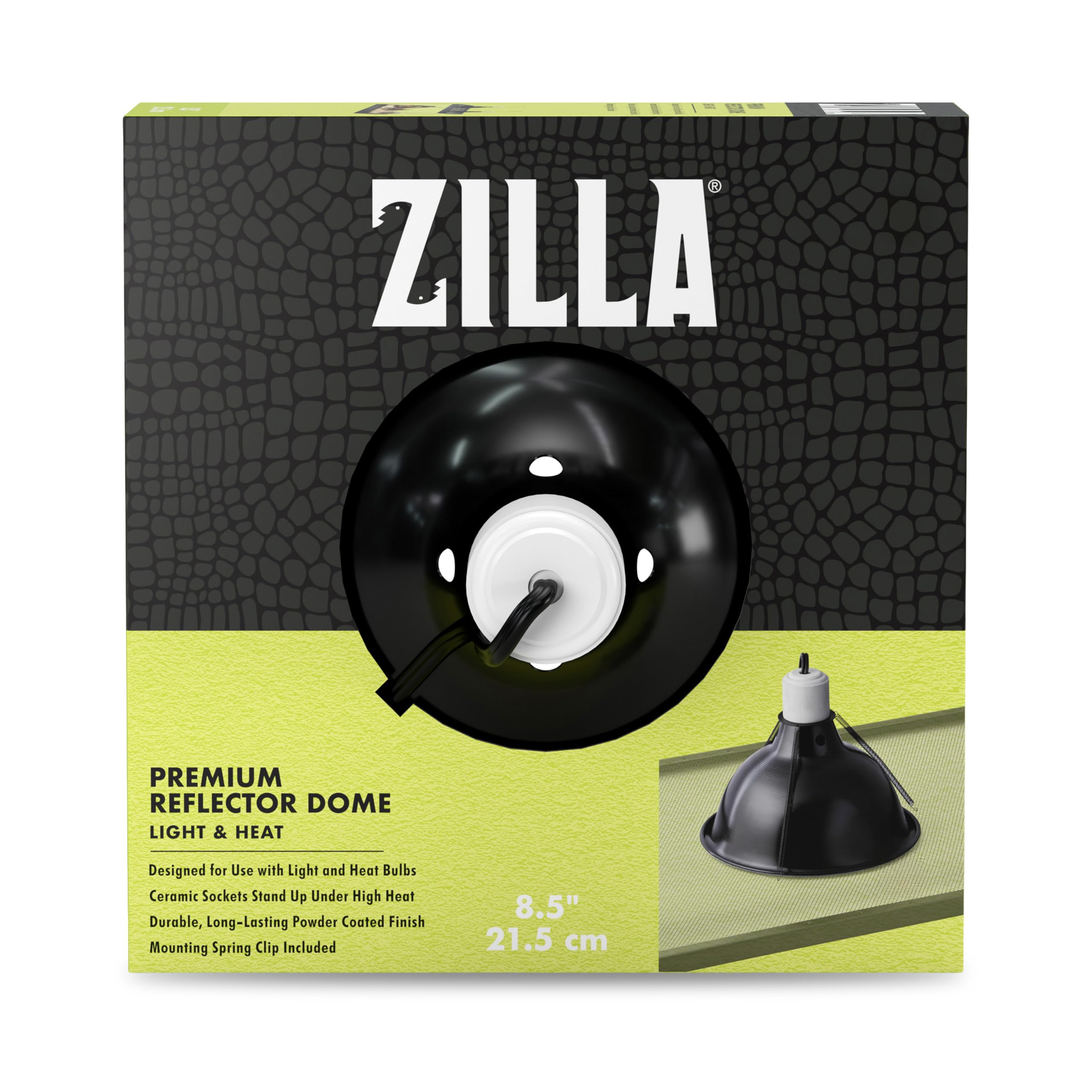 Zilla premium heat lamp dome 8.5-inch top view showing heat focus