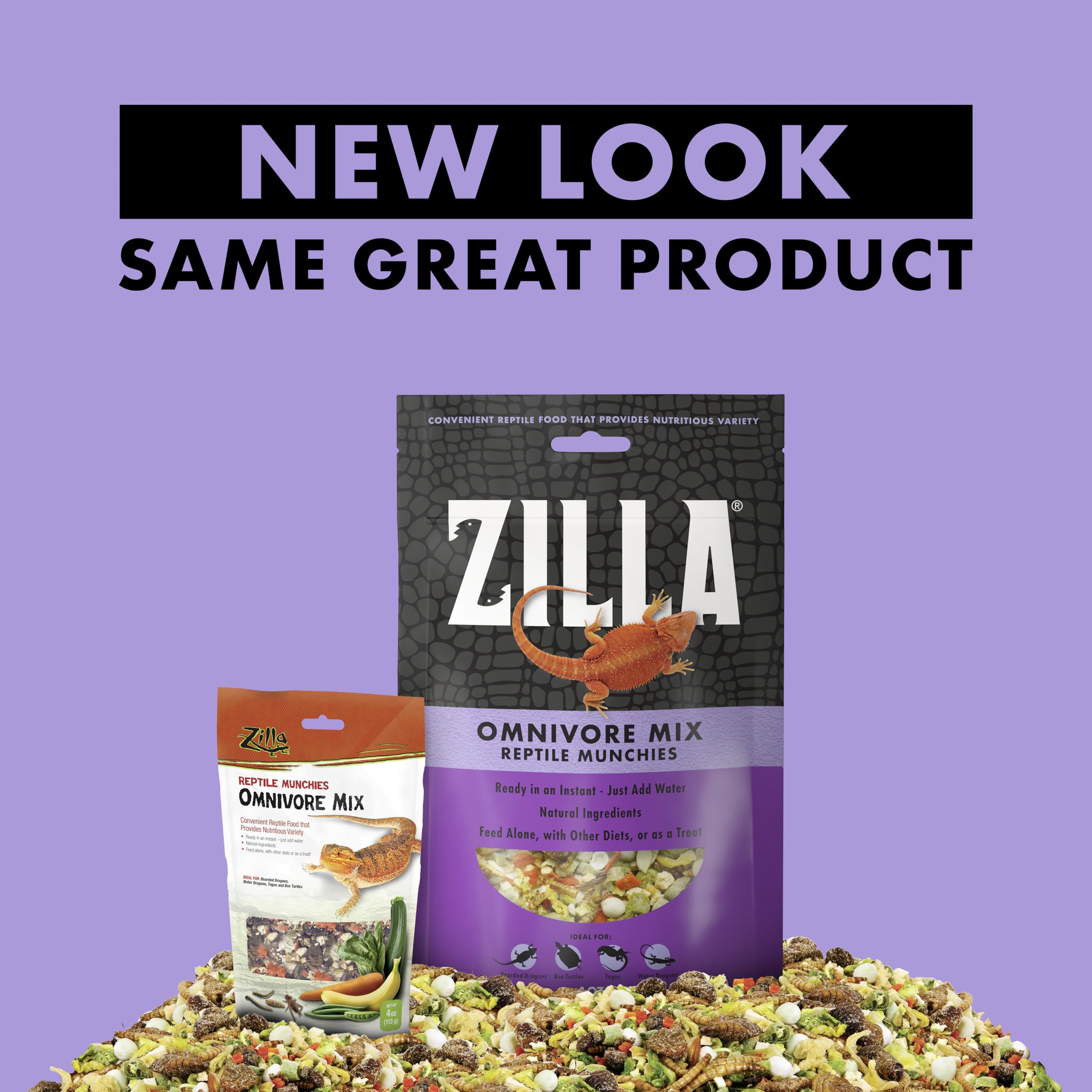 Bearded dragon enjoying Zilla Reptile Munchies Omnivore Mix.
