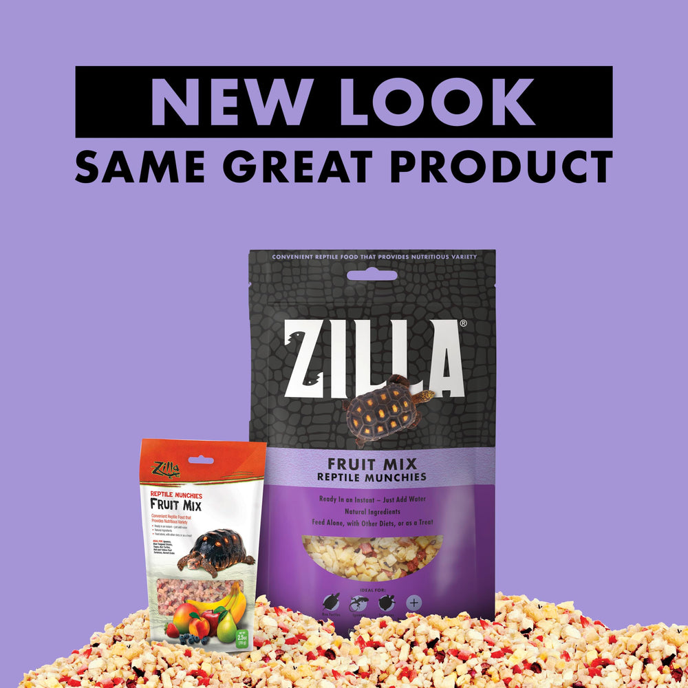 Zilla Reptile Munchies Fruit Mix comes in a resealable pack for freshness