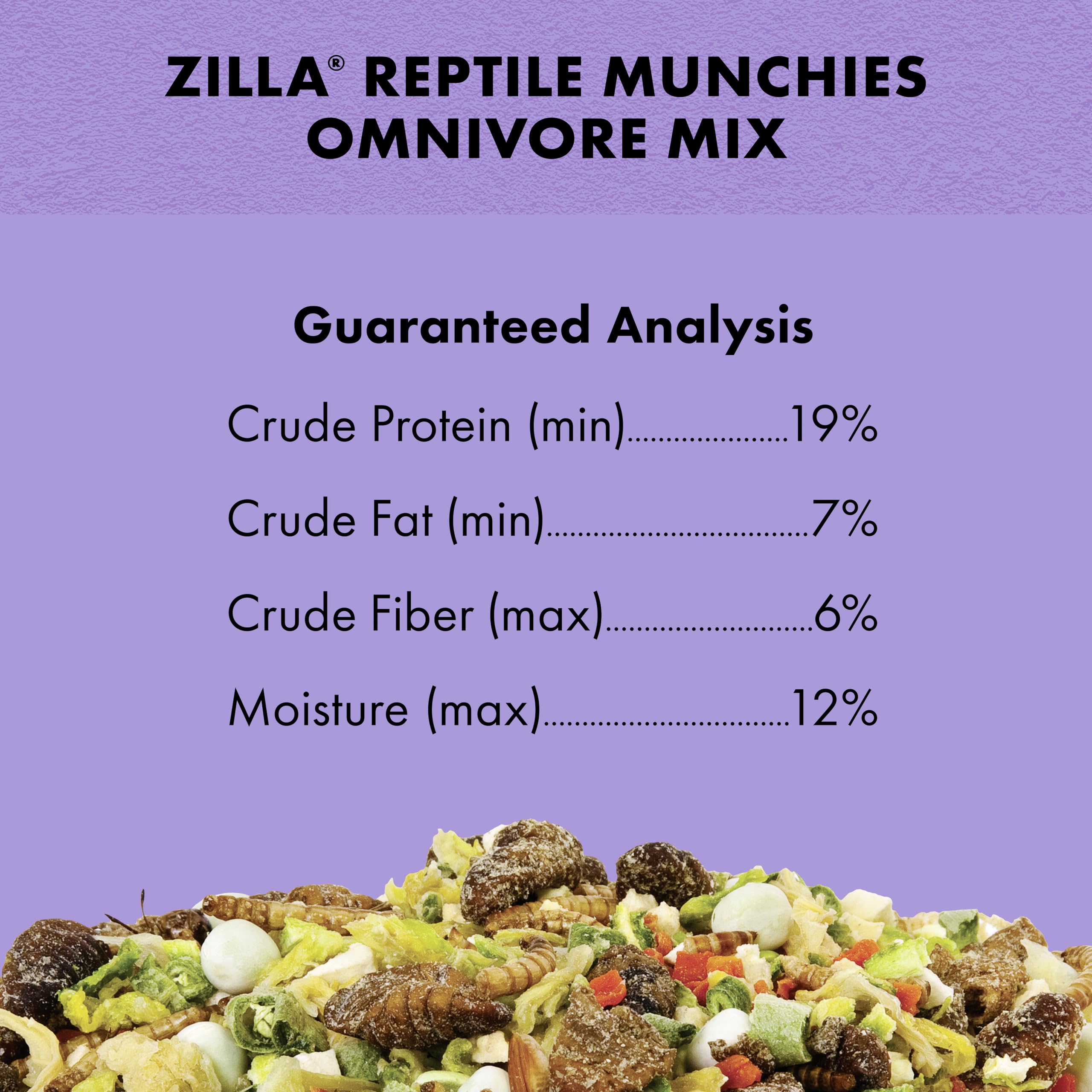Zilla Reptile Munchies resealable bag keeps freshness and convenience.