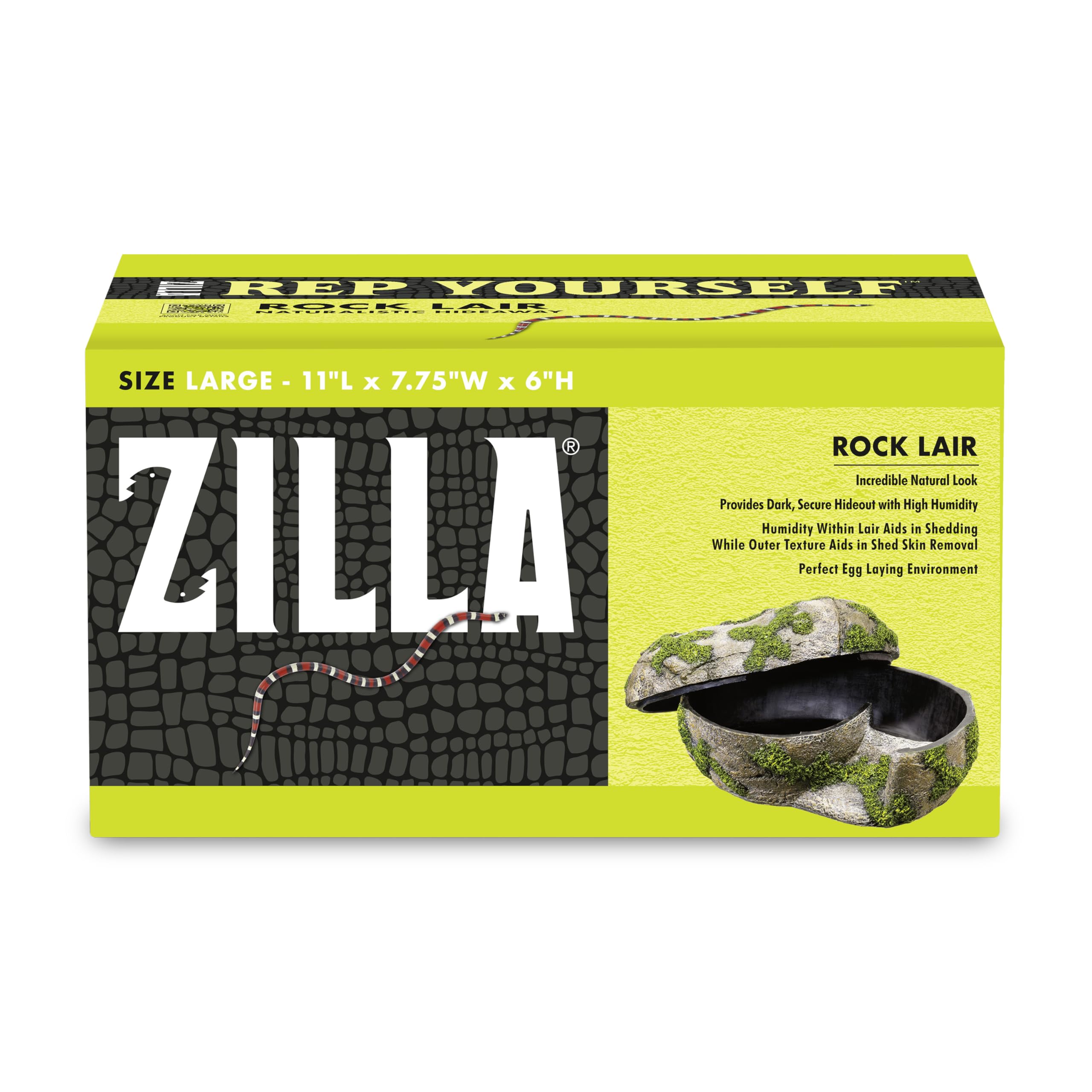 Zilla Rock Lair side entrance provides a secure, humid hide for reptiles.