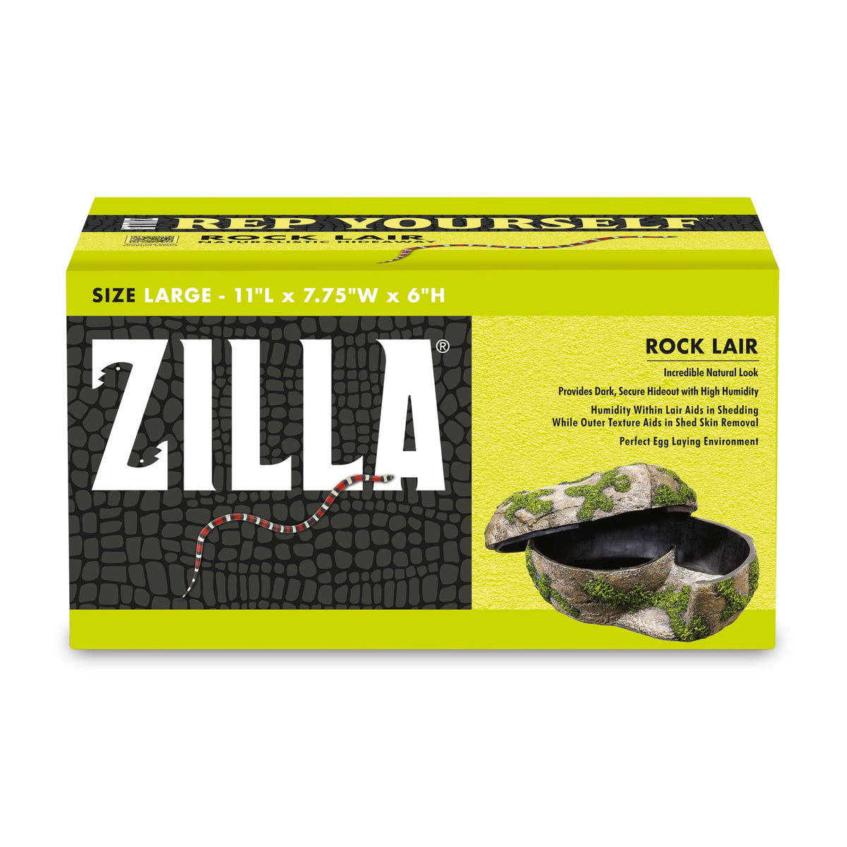 Zilla Rock Lair side entrance provides a secure, humid hide for reptiles.