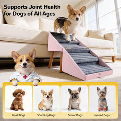 Ziluce 2-in-1 pet steps and ottoman in pink for space-saving living room use.