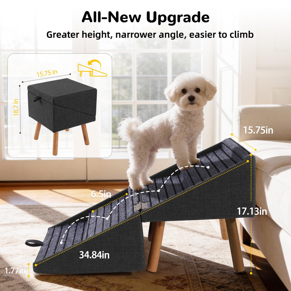 Ziluce 2-in-1 dog stairs with ottoman foldable design, space-saving
