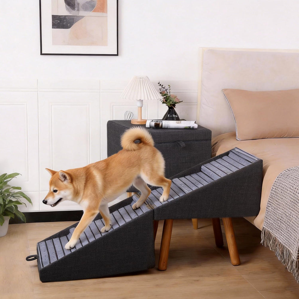 Ziluce elegant bedroom solution: dog stairs that fold into a table