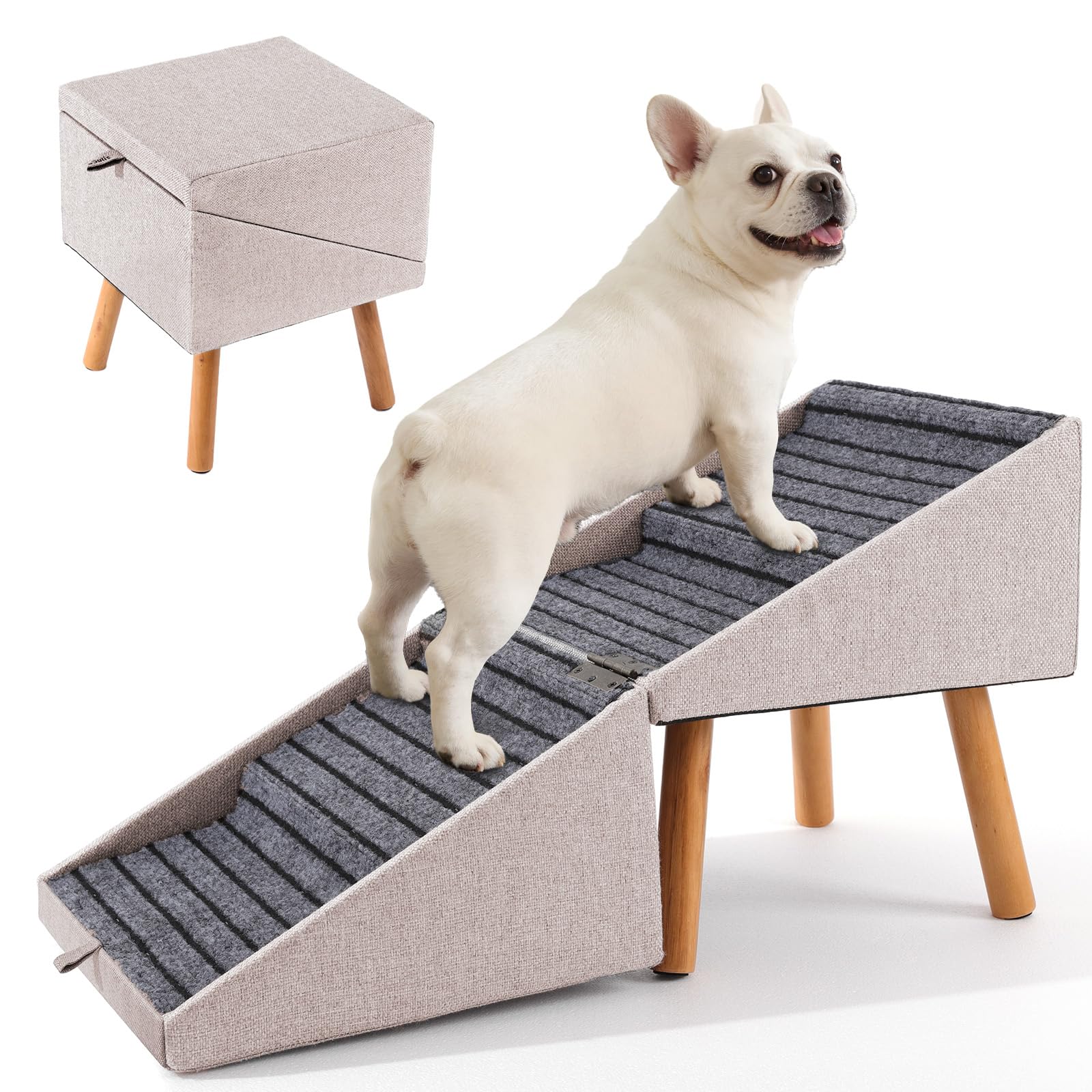 Ziluce dog ramp on couch with non-slip surface for safe climbs
