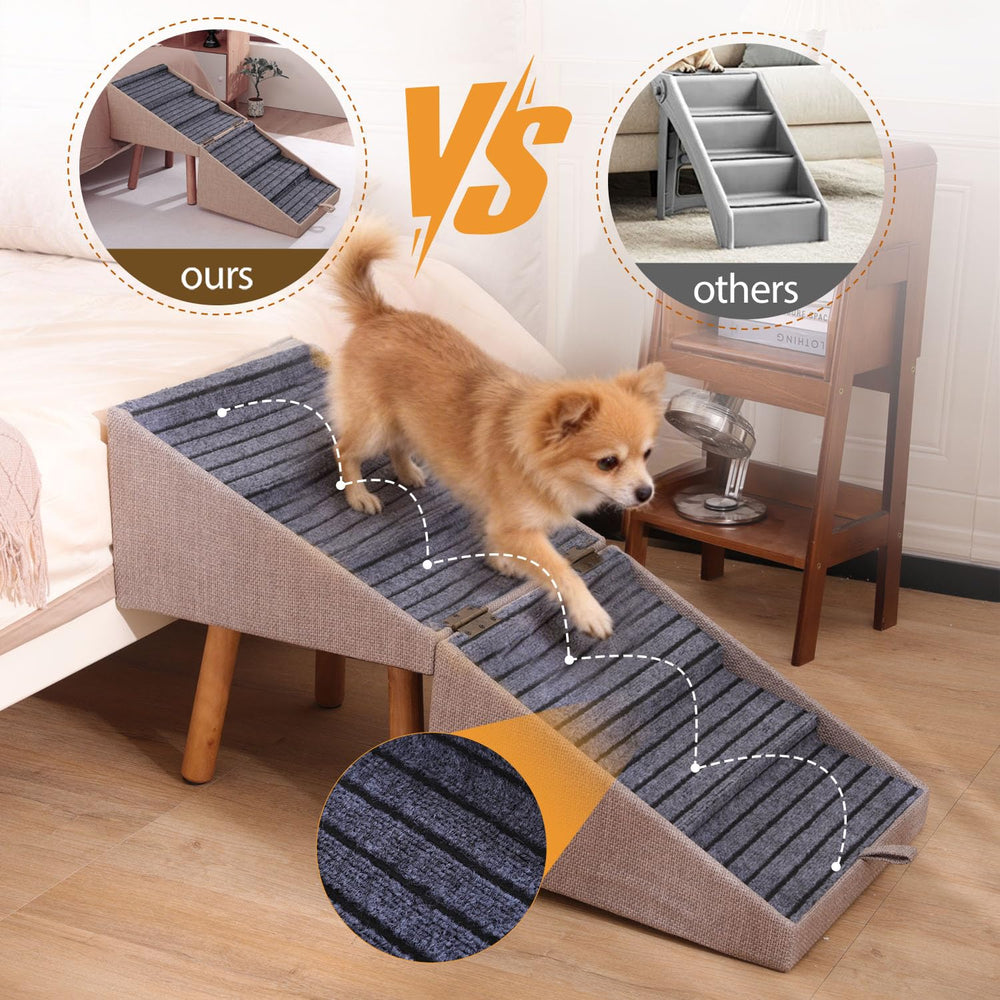 Ziluce dog ramp solid-wood-frame provides durable daily-use support.