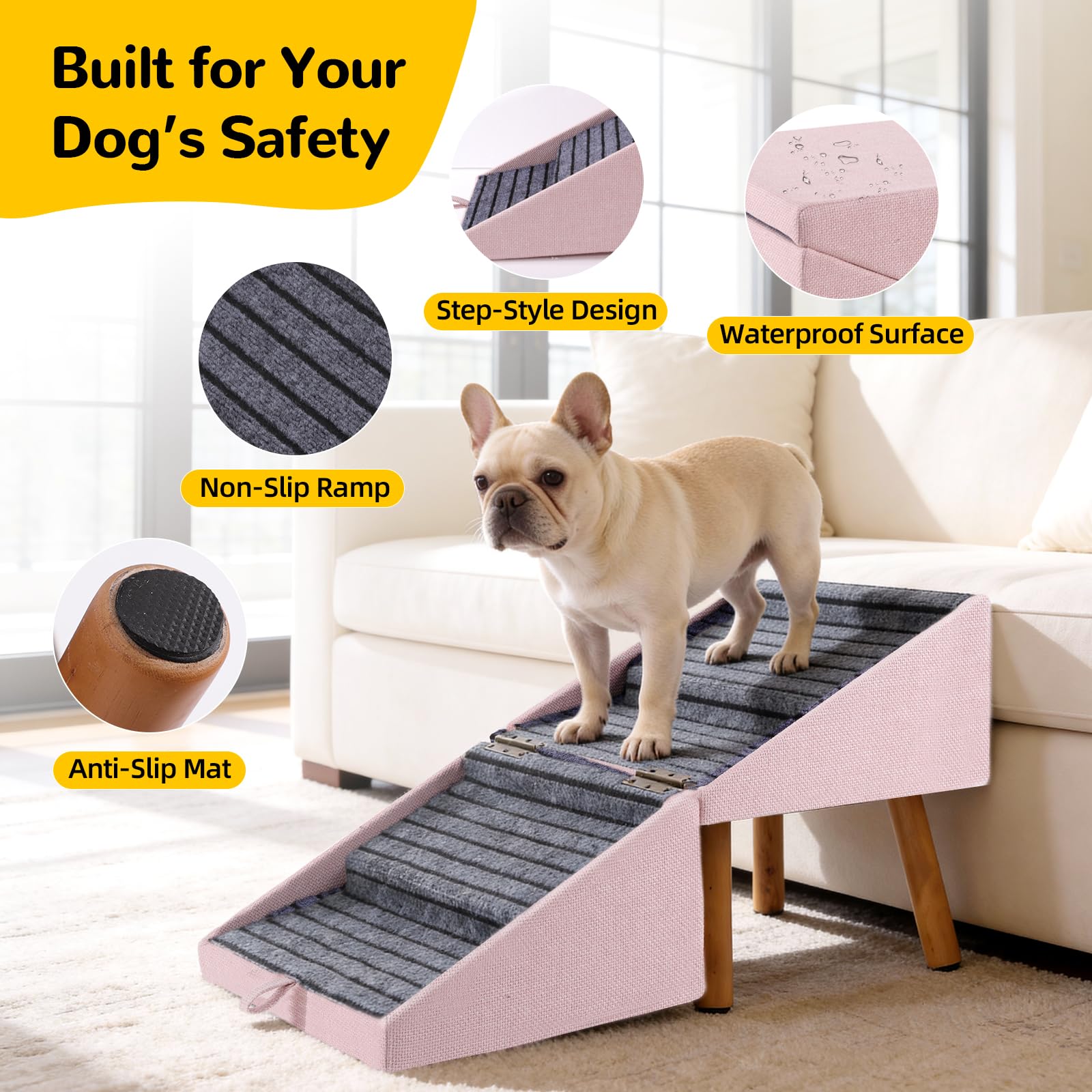 Ziluce foldable pet steps transform into an ottoman for discreet storage.