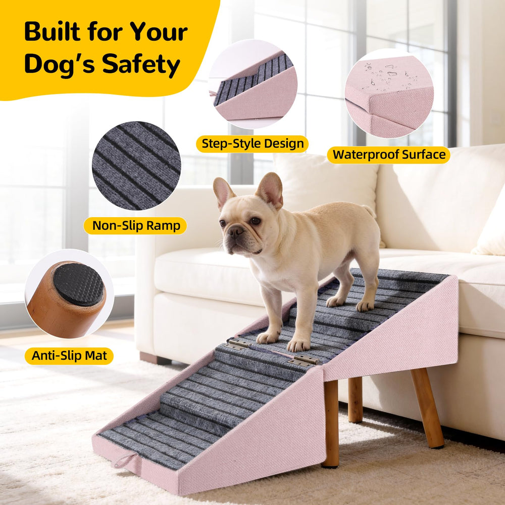 Ziluce foldable pet steps transform into an ottoman for discreet storage.